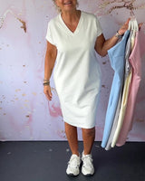 Virella - supersoftes Sommerkleid mit V-Ausschnitt – Weiß
