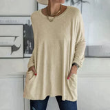Margot | Tunika-Länge Seitentaschen Top – Khaki