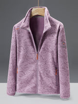Damen-Fleecejacke mit durchgehendem Reißverschluss | Outdoor-Jacke mit Rollkragen – Lila