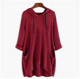 Katinka - Damen Sweatshirt Unregelmäßige Taschen – Rotwein