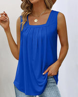 Lucy | Karree-Ausschnitt Ärmellos Top – Blau