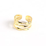Silber Minimalistisch Dreifach Twist Line Ring – Gold