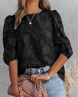 Dorothea - Puffärmeliges Chiffonhemd – Schwarz