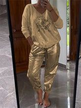 Noravelle - Superweiches zweiteiliges Lounge-Set – Gold