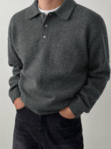 Eliran - Elegantes Langarm Rollkragen Strickoberteil – Dunkelgrau