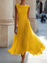 Vireen - plissiertes Midikleid – Gelb