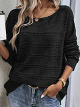 Lila strickpullover mit langen armeln – mia – Schwarz