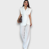 Olanda – Zweiteiler mit Oversize-Blazer und weiter Hose – Weiß