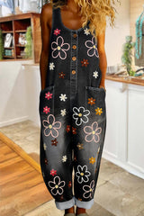 Wenara - Geblümter Jumpsuit – Schwarz