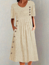 Lorelei™ | Gestreiftes Sommerkleid – Beige
