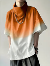 Esmeralda | Stylisches Gradient Cowl Neck T-Shirt – Orange