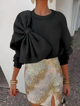 Rike | Elegantes Sweatshirt mit Großem Schleifen-Detail – Schwarz