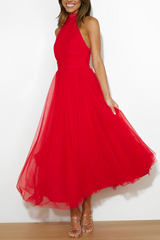 Serrena - Elegantes Rollkragenkleid für Damen – Rot