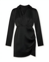 Aurel | Elegantes Satin-Kleid – Schwarz