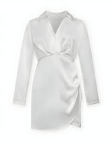 Aurel | Elegantes Satin-Kleid – Weiß