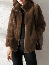 Asta™ -  Gemütliche und Warme Jacke mit Reißverschluss – Dunkel brun