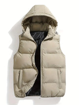 Isaac | Leichter Körperwärmer Herren Winter Steppweste mit Kapuze – Beige