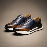 Hitmayer – Schnürbare Leder Turnschuh – Blau