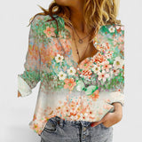 Fiona | Bluse mit Blütenprint – Orange Grün