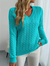 Sivanit - Langärmeliger Strick Pullover Mit Rippmuster – Pfauenblau