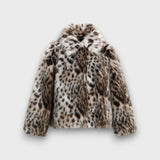 Leoline – Faux-Fur-Jacke im Animal-Design – Dunkel