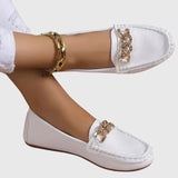 Yasmin | Schlupf Runde Spitze Ballerinas – Weiß