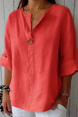 Chalina – Leinen bluse Mit V-Ausschnitt – Rot