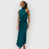 Shenna | Kleid mit Neckholder – Aquagrün