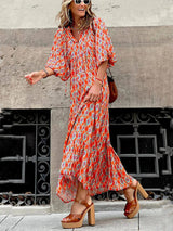 Paisley | Bohemian Breeze V-Neck Maxi Dress – Orange