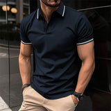 Lewis – Kurzarm-Polo mit klassischem Kragen für Herren – Marineblau