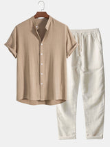 Elias - Herren Sommer-Set aus Baumwolle und Leinen – Beige