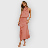 Shenna | Kleid mit Neckholder – Malve
