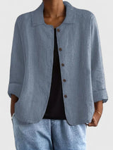 Rilayne - Leichtes Top mit Soft-Touch – Blau-Grau