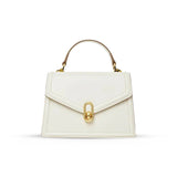 Elena | Strukturierte Damenhandtasche mit Top-Handle & goldfarbenem Verschluss – Elegante City-Bag – Weiß