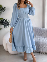 Hoch tailliertes Brautjungfernkleid mit Rüschen für Frauen | Perfekt für Frühling/Sommer – Blau