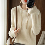 Damen Kapuzenpulli mit Langarm | Strick – Beige