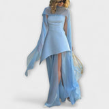 Goldie - Chiffon Maxi Dress – Blau