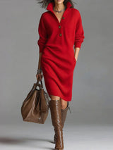 Janice™ - Elegante Strickkleid – Rot
