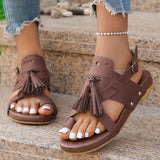 Lola - Bequeme und böhmische flache Sandalen mit Quasten für diesen Frühling – Cafe
