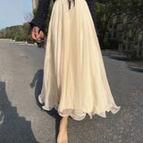 Luna - Fließender Maxirock aus Chiffon – Champagner Gold