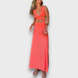 Iselda – Maxi Sommerkleid mit Cut-Out-Design – Rosa