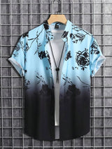 Tropisches 3D-Blumen-Hawaii-Hemd – Stil und Komfort in einem – Blau Schwarz