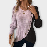 Arina | Kreativer Strickpullover mit asymmetrischem Design – Rose