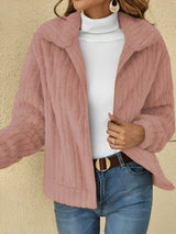 Teddy Damen Jacke Kurz | Kuschelig Bequem – Rosa