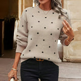 Gergana – Gestrickter Pullover Mit Polka-Punkte – Khaki
