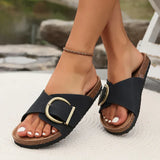 Valencia – Damen-Sandalen mit Schnallenriemen aus Kork – Schwarz