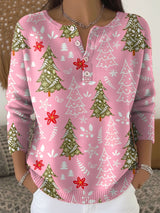Nocchi – Weihnachts Pullover Mit Knöpfen – Rosa
