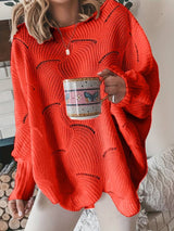 Schlichter, lässiger strickpullover – Wassermelone rot