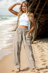 Nora - Weite Strandhose – Khaki
