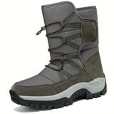 Winterschuhe Herren | High Cut Stiefel Mit Klettverschluss Und Kordelzug – Grau